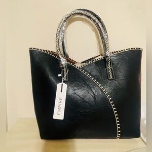 Black VEGAN LEATHER large tote purse great gift holiday birthday gift